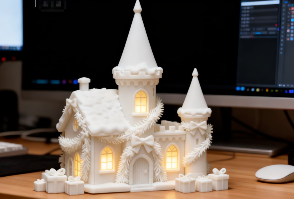 Домик -светильник с башенками